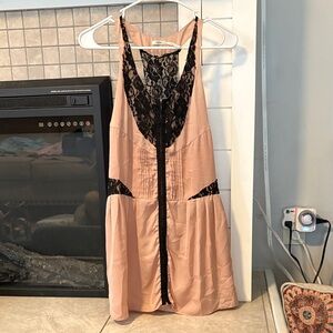 Kimchi Blue Blush Chemise with Black Lace Accents